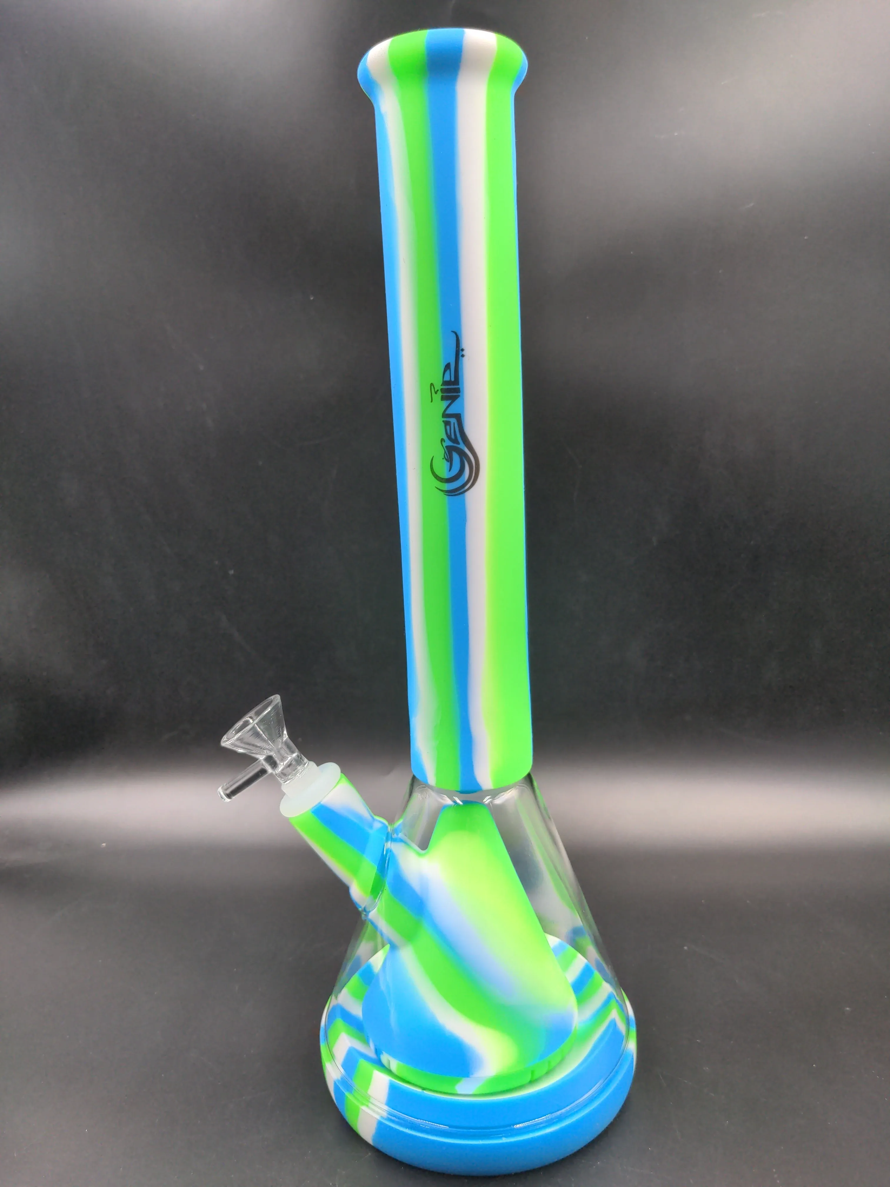 14 Genie Striped Silicone Pyramid Beaker Bong