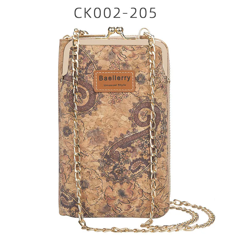 2022 New Fashion Women Wallets Wood Grain Chain Long Top Quality Card Holder Classic Female Purse Zi