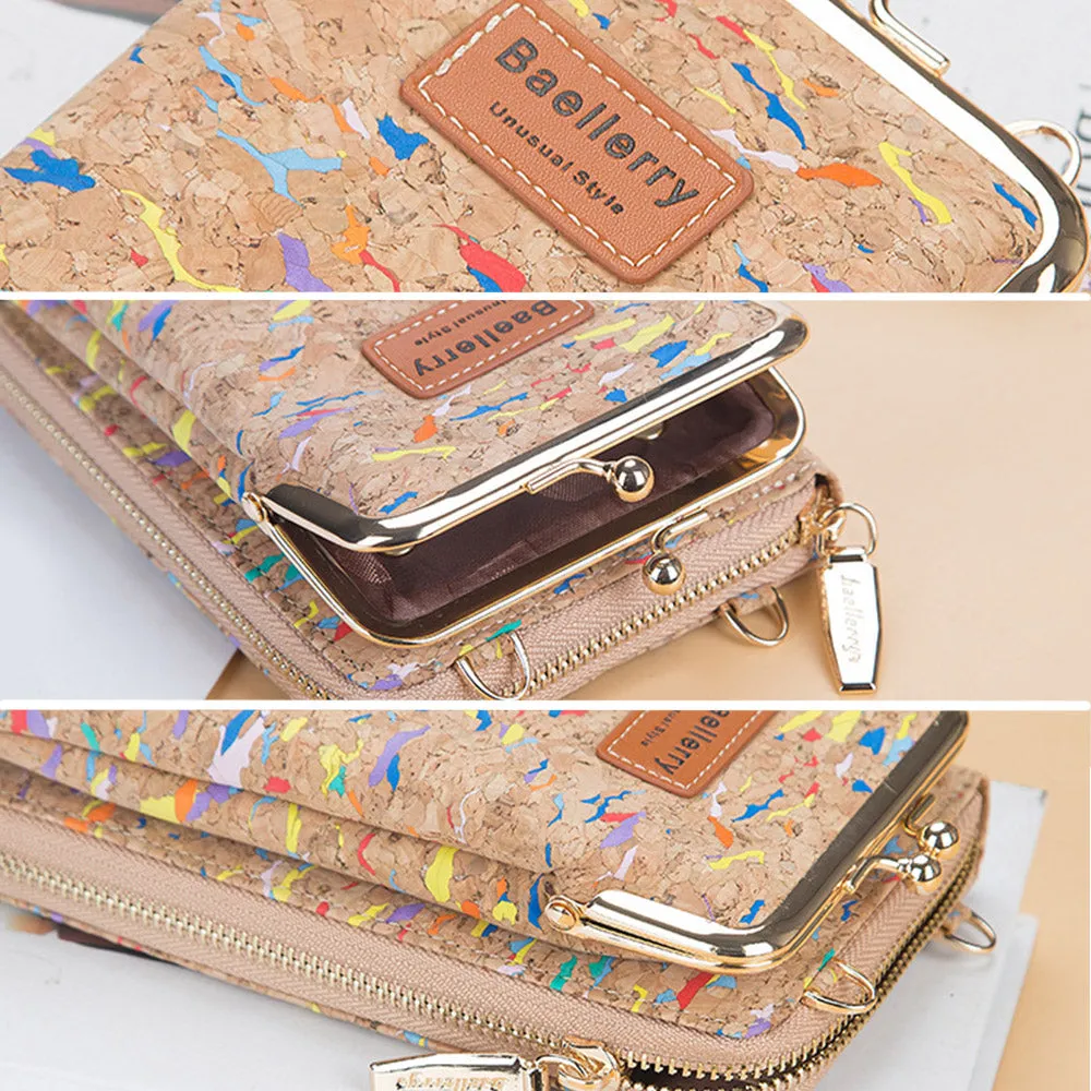 2022 New Fashion Women Wallets Wood Grain Chain Long Top Quality Card Holder Classic Female Purse Zi