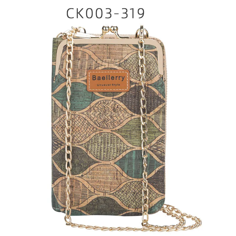 2022 New Fashion Women Wallets Wood Grain Chain Long Top Quality Card Holder Classic Female Purse Zi