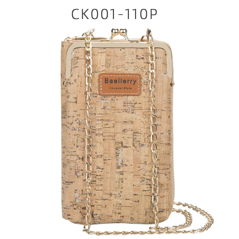 2022 New Fashion Women Wallets Wood Grain Chain Long Top Quality Card Holder Classic Female Purse Zi