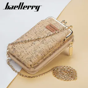 2022 New Fashion Women Wallets Wood Grain Chain Long Top Quality Card Holder Classic Female Purse Zi