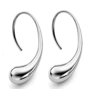 A Little Loopy Silver Teardrop Hoop Earrings