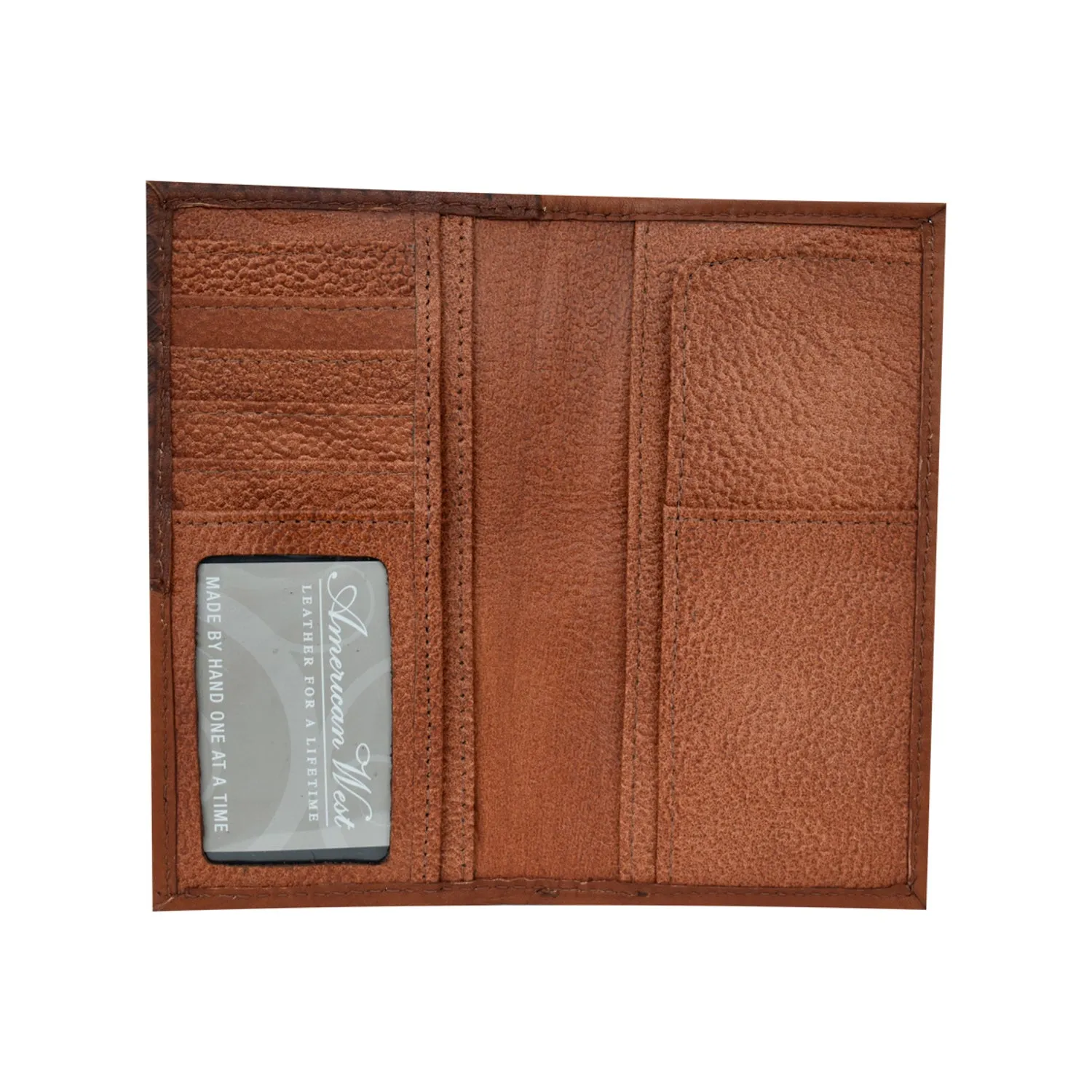 American West Mens Handcrafted Distressed Charcoal Brown Leather Bifold Wallet