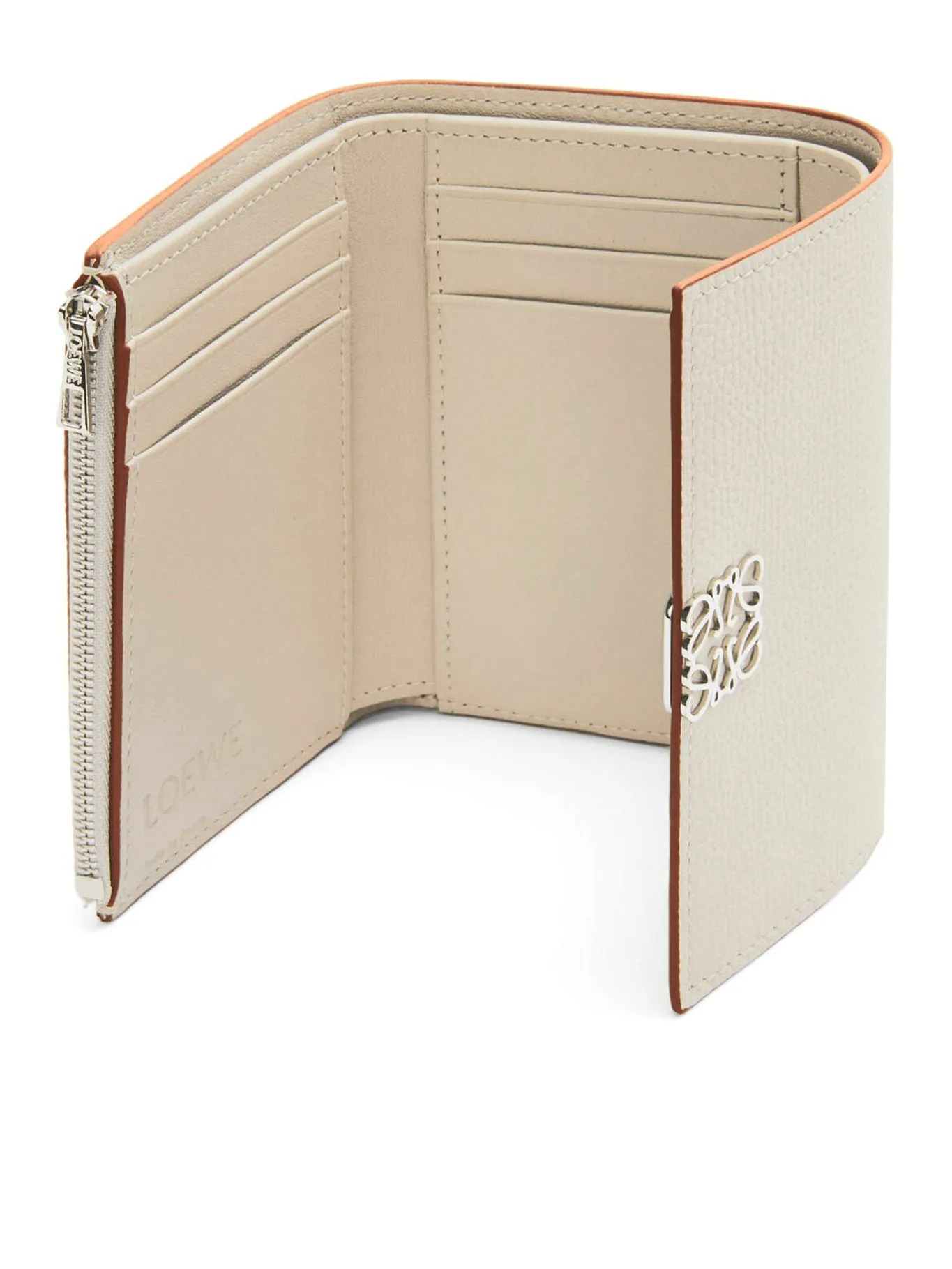 Anagram small vertical wallet in pebble grain calfskin