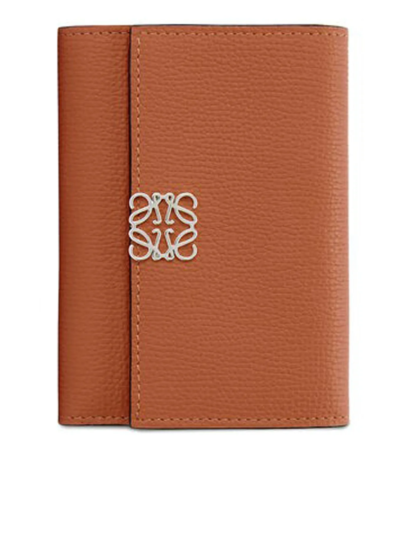 Anagram small vertical wallet in pebble grain calfskin