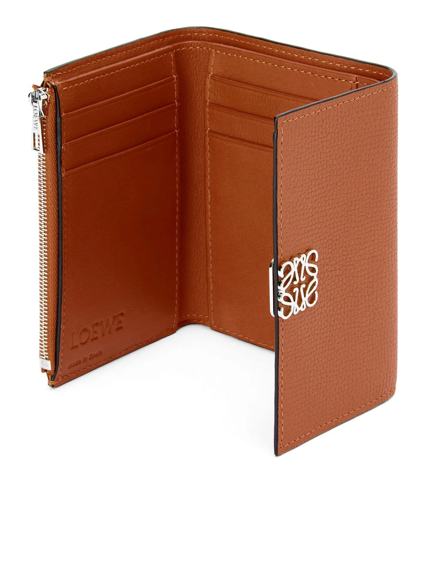 Anagram small vertical wallet in pebble grain calfskin