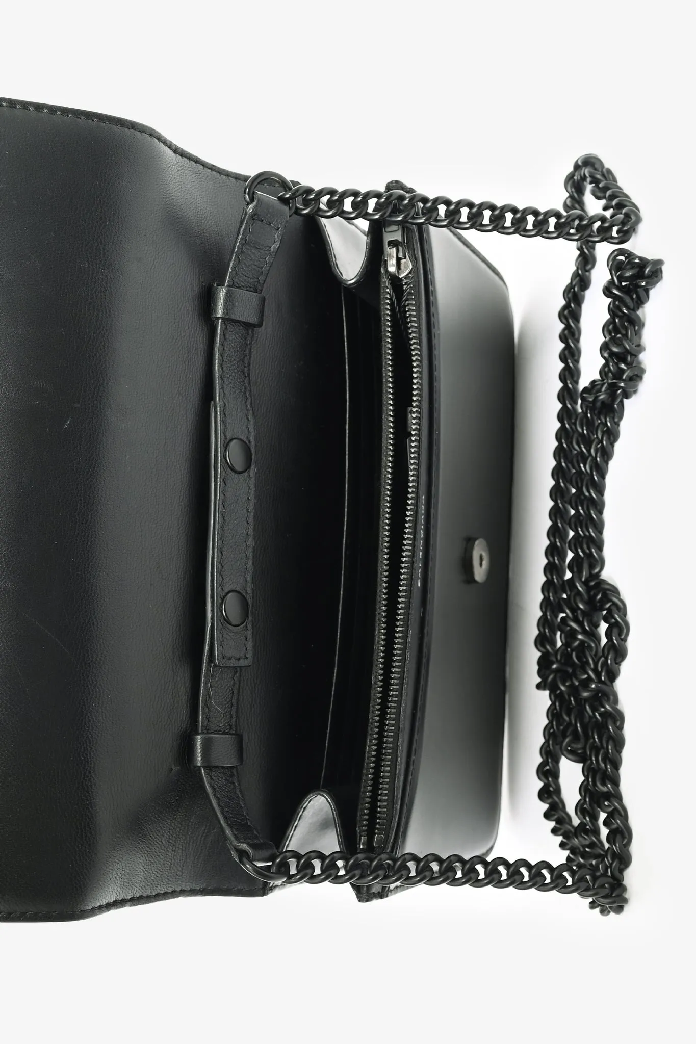 Balenciaga 2020 Black Leather B Wallet on Chain