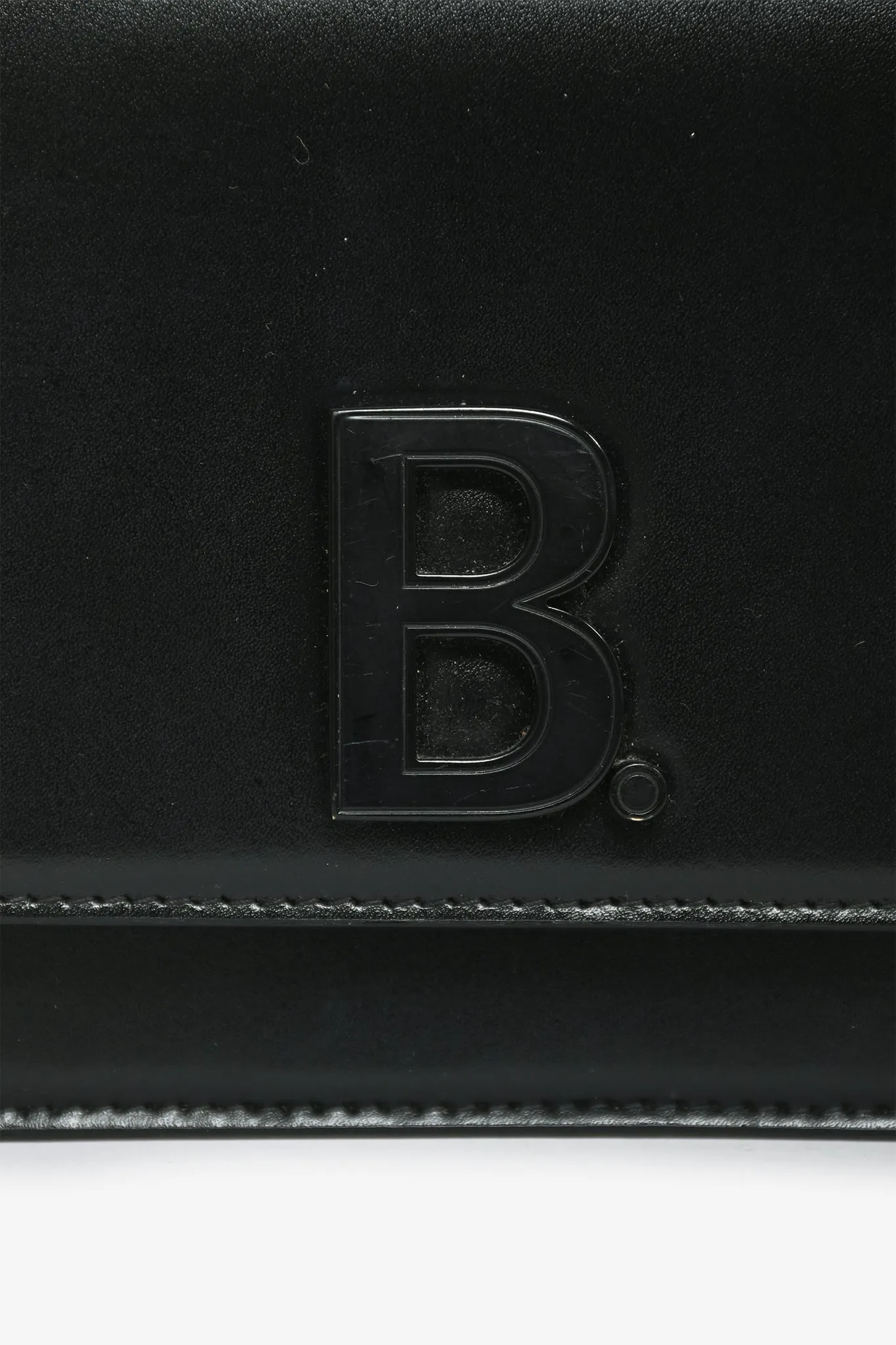 Balenciaga 2020 Black Leather B Wallet on Chain