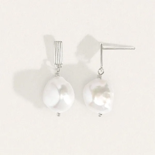 Baroque Pearl Earrings - Silver