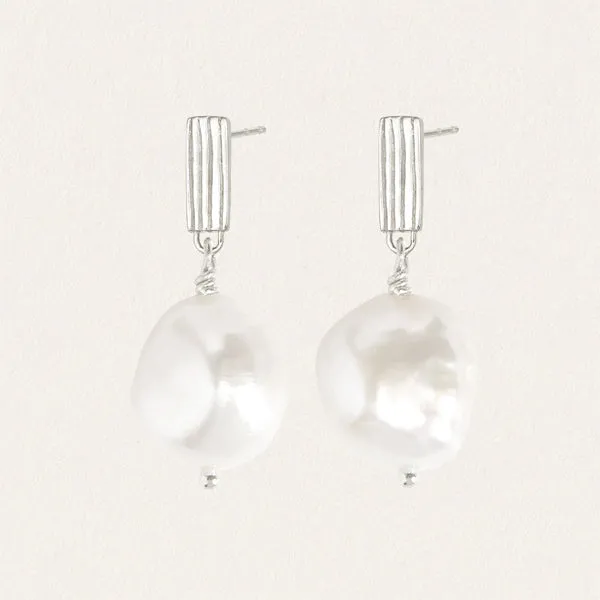 Baroque Pearl Earrings - Silver