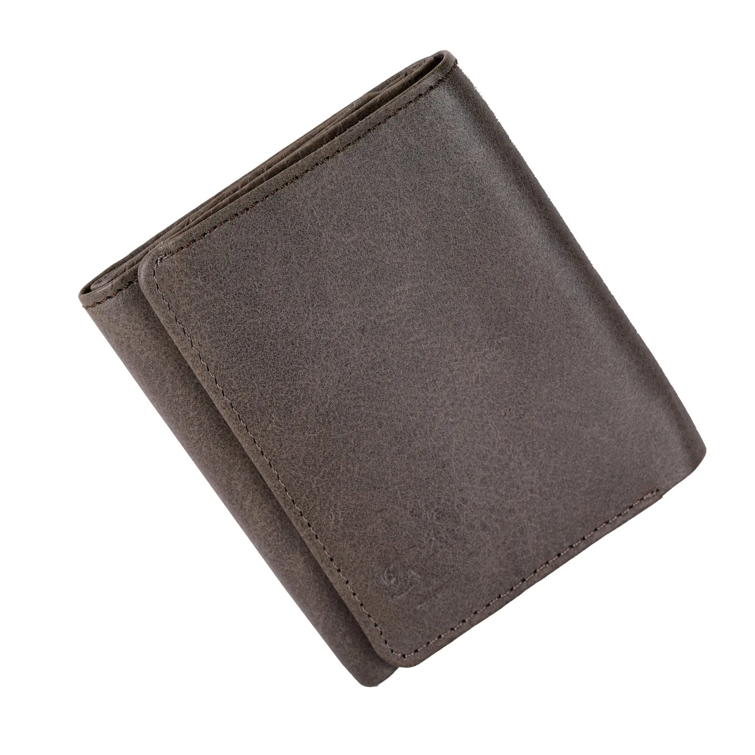 Basic Buttoned Leather Tri Fold Wallet