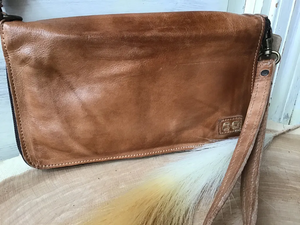 Bed|Stu Templeton II Tan Rustic Wallet Crossbody Wristlet