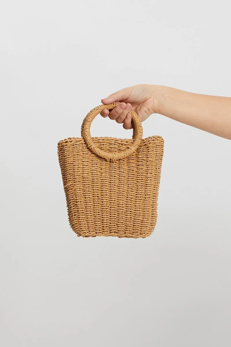 Beige Woven Raffia Cross Body Bag