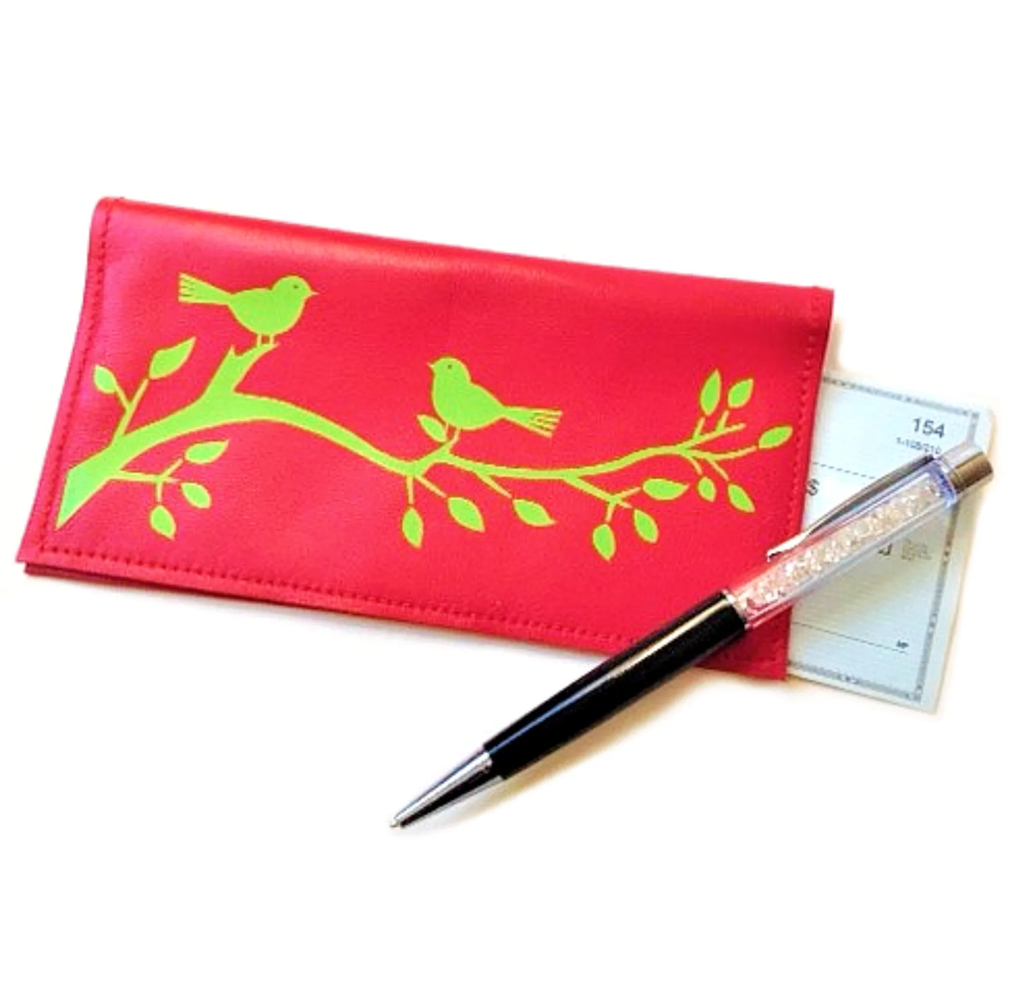 Birdies & Tree Leather Checkbook Cover