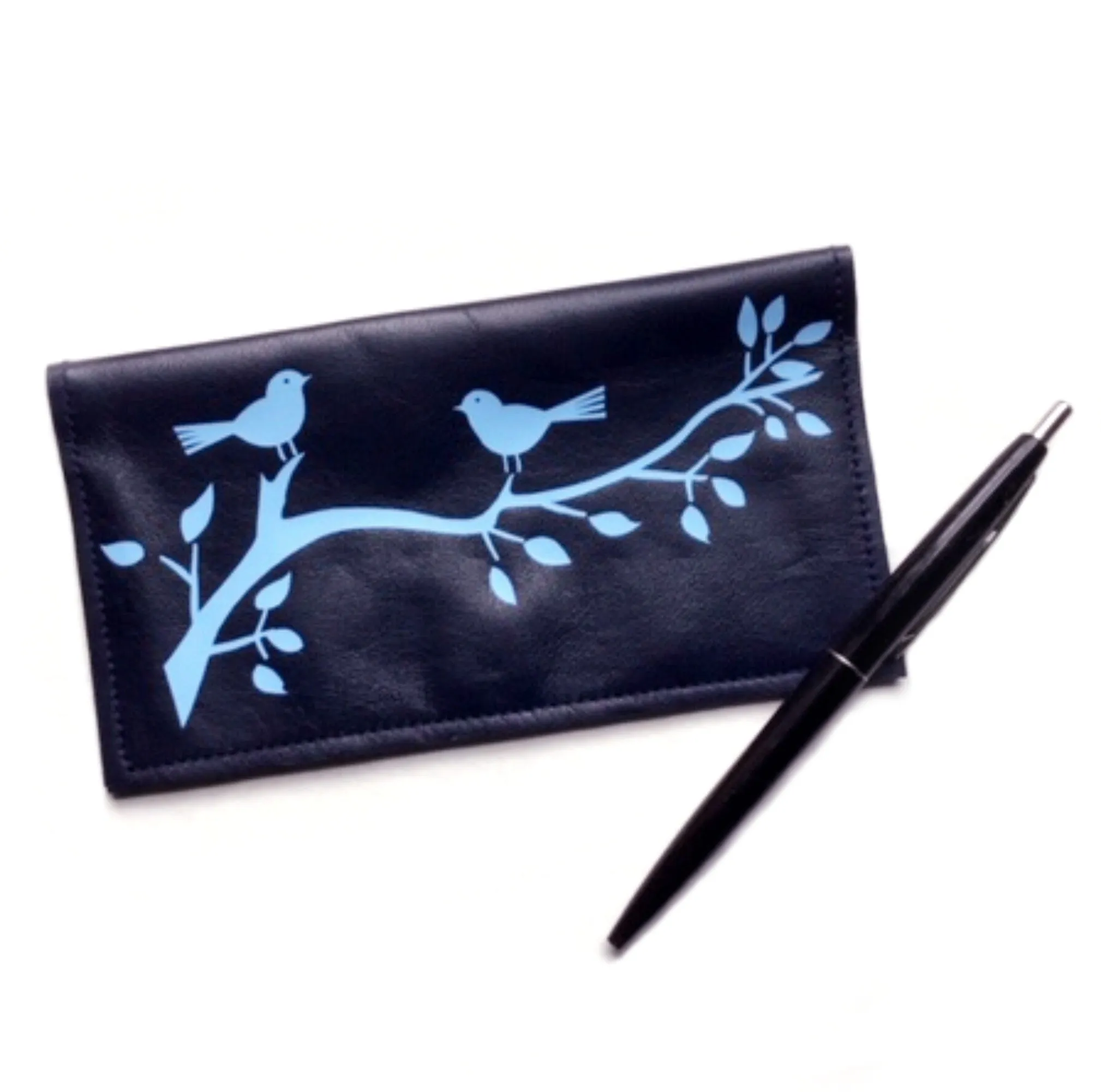 Birdies & Tree Leather Checkbook Cover