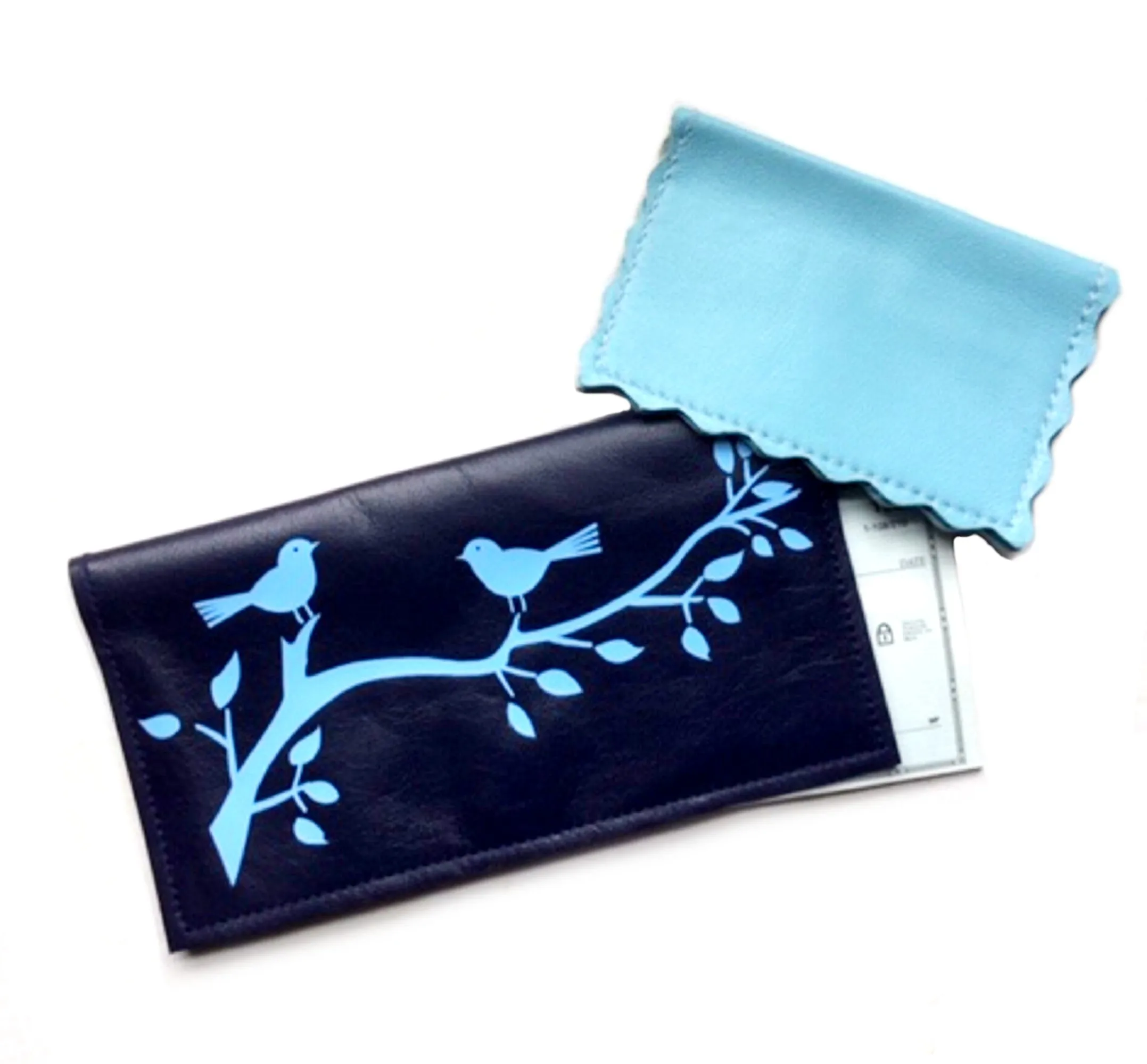 Birdies & Tree Leather Checkbook Cover