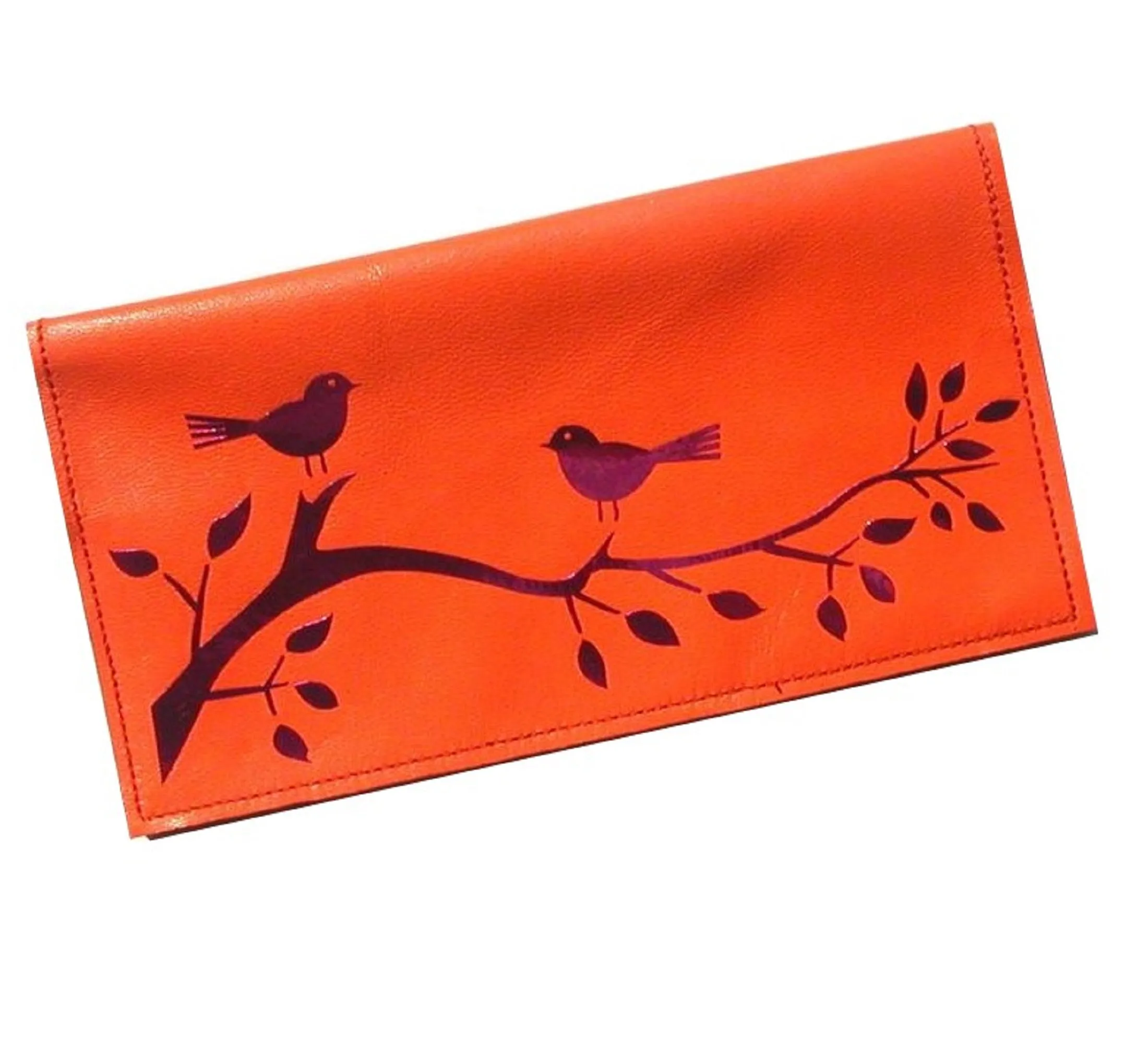 Birds & Tree Leather Checkbook Cover