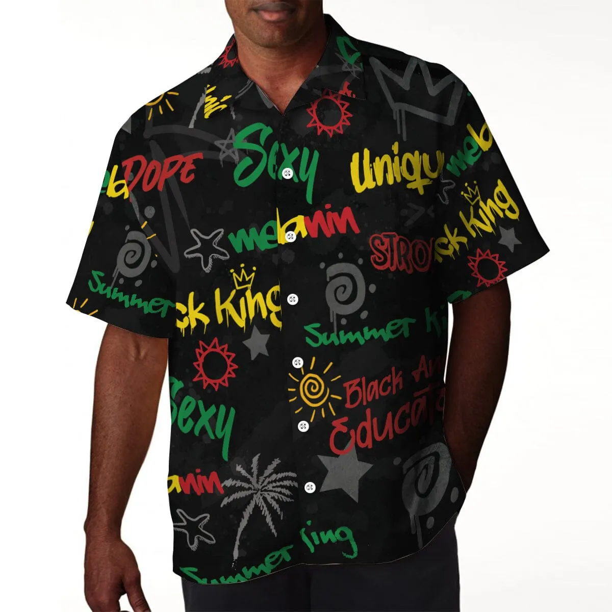 Black King's Time Hawaiian Shirt and Shorts Set