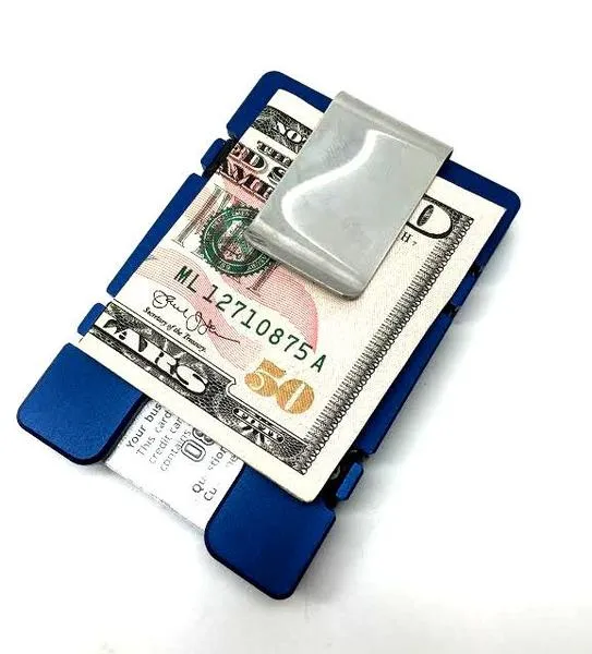 Blue Line American Flag K9 Police Officer - Billetvault Aluminum Wallet