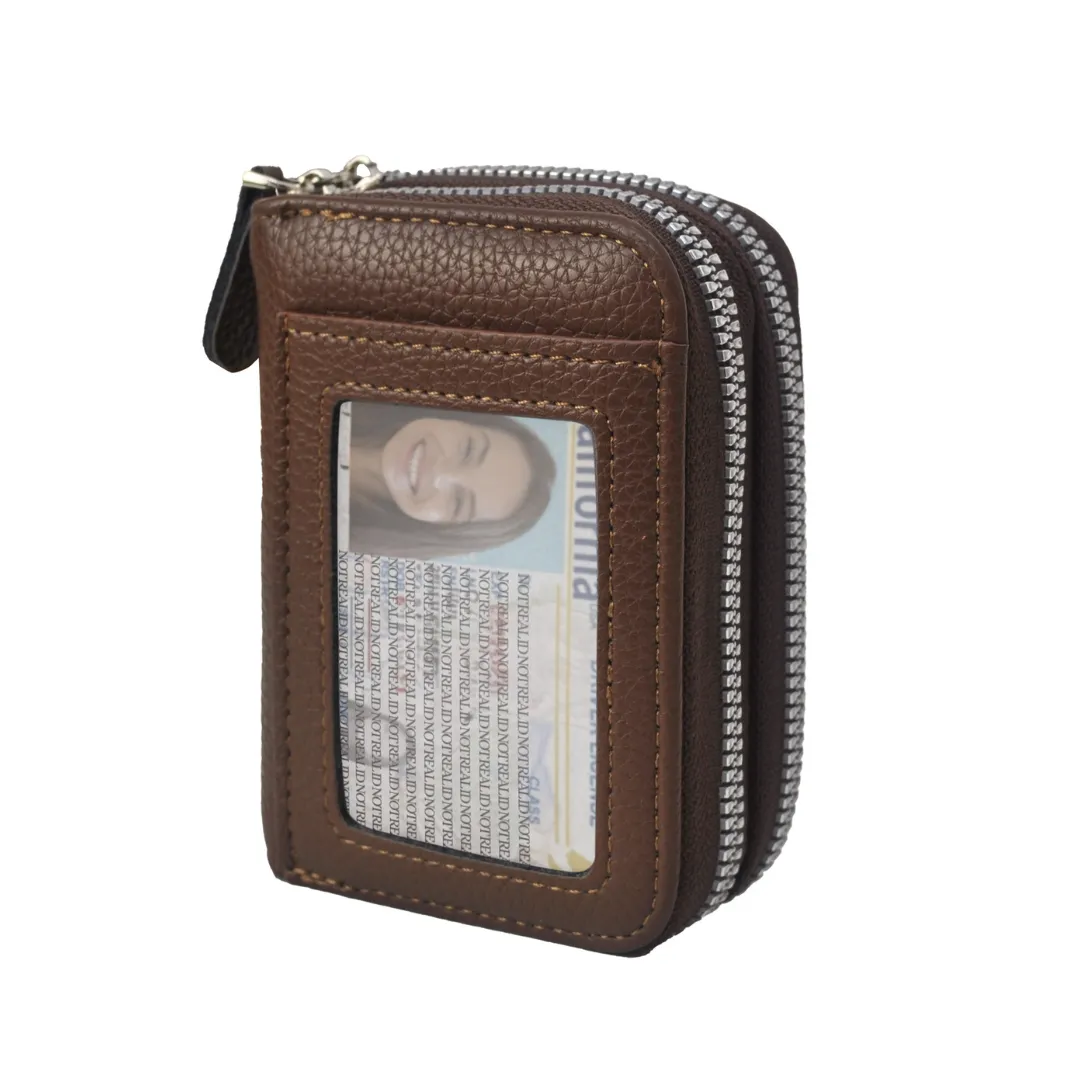 Brown Faux Leather NGIL Zippered Wallet