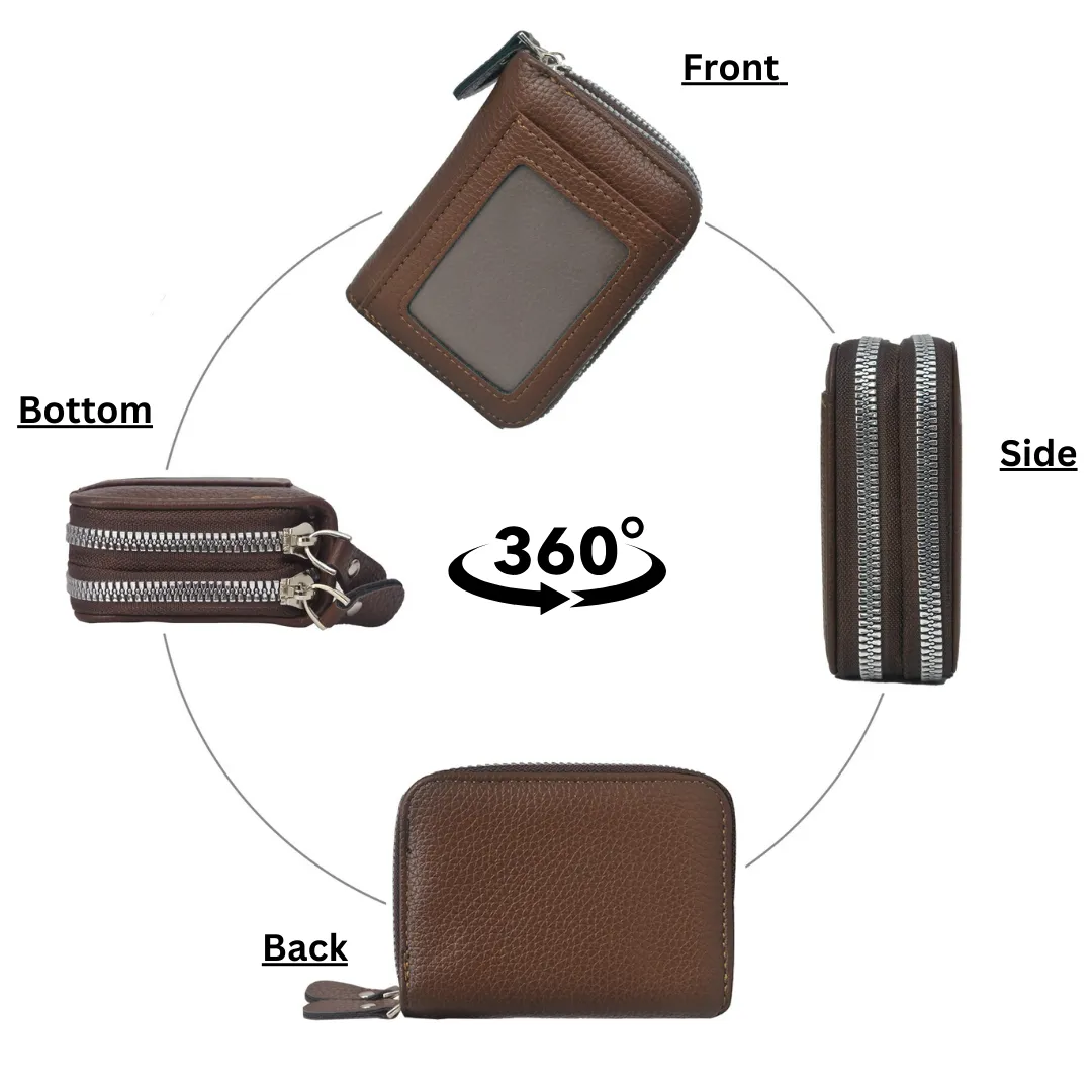 Brown Faux Leather NGIL Zippered Wallet