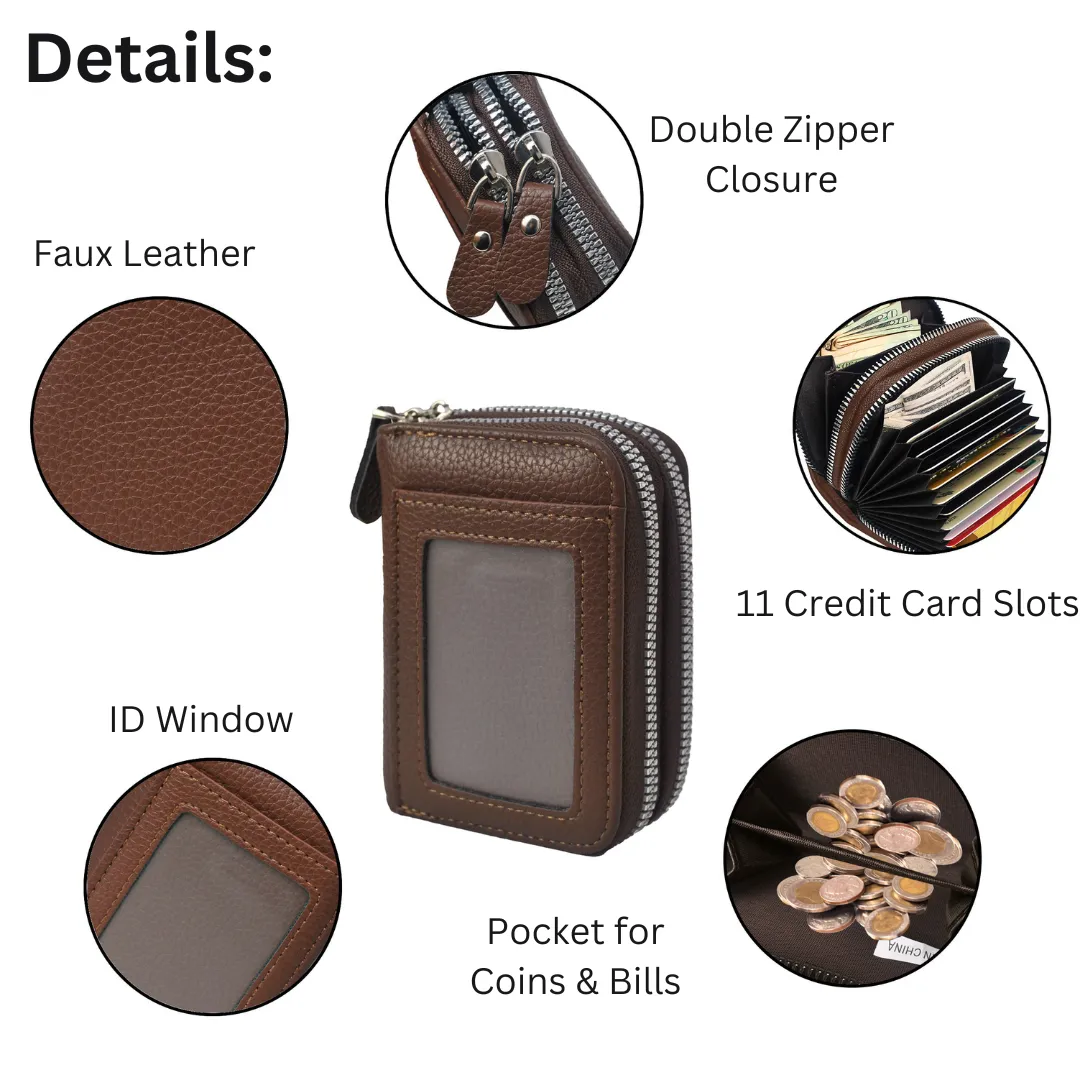 Brown Faux Leather NGIL Zippered Wallet