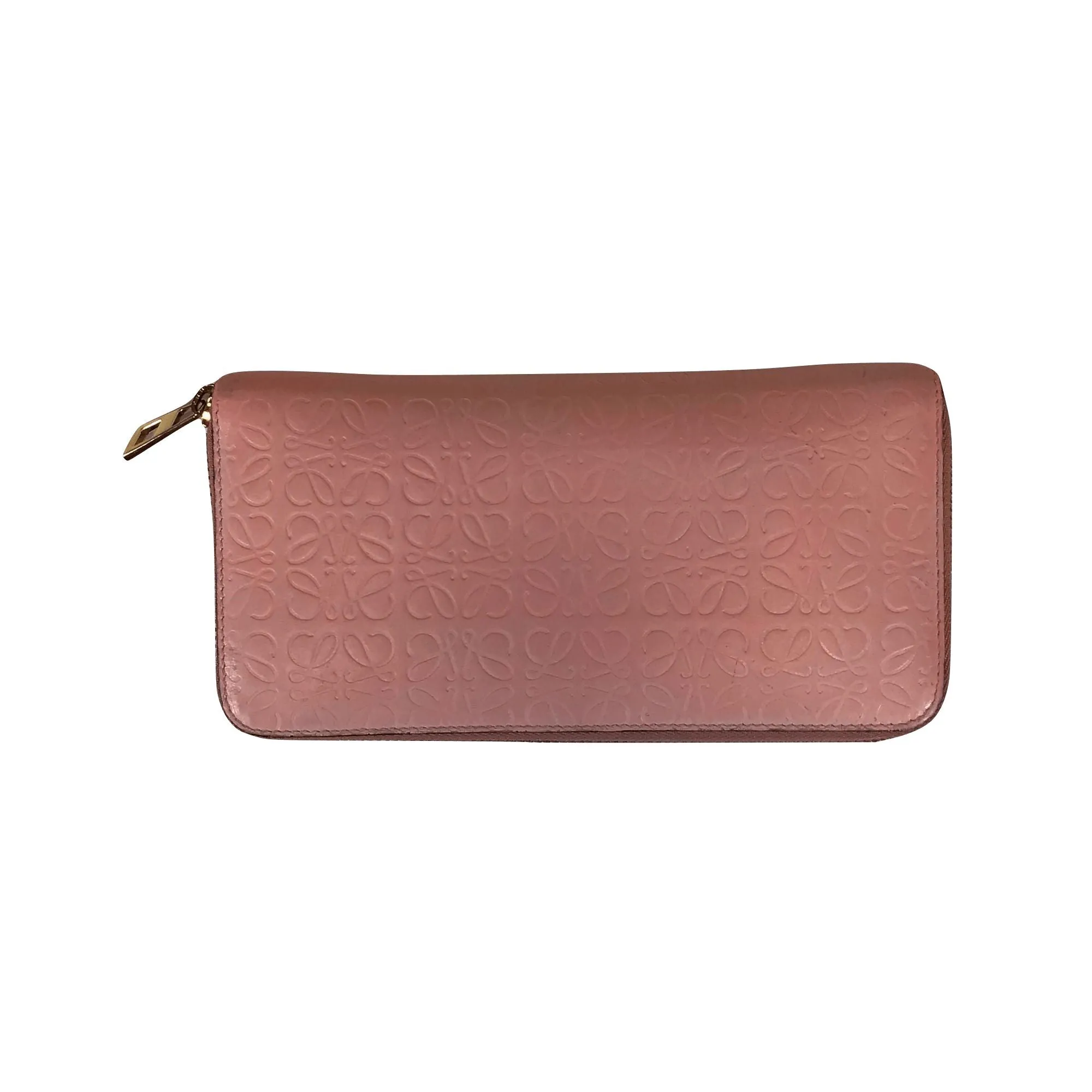 Calfskin Embossed Zip Around Wallet