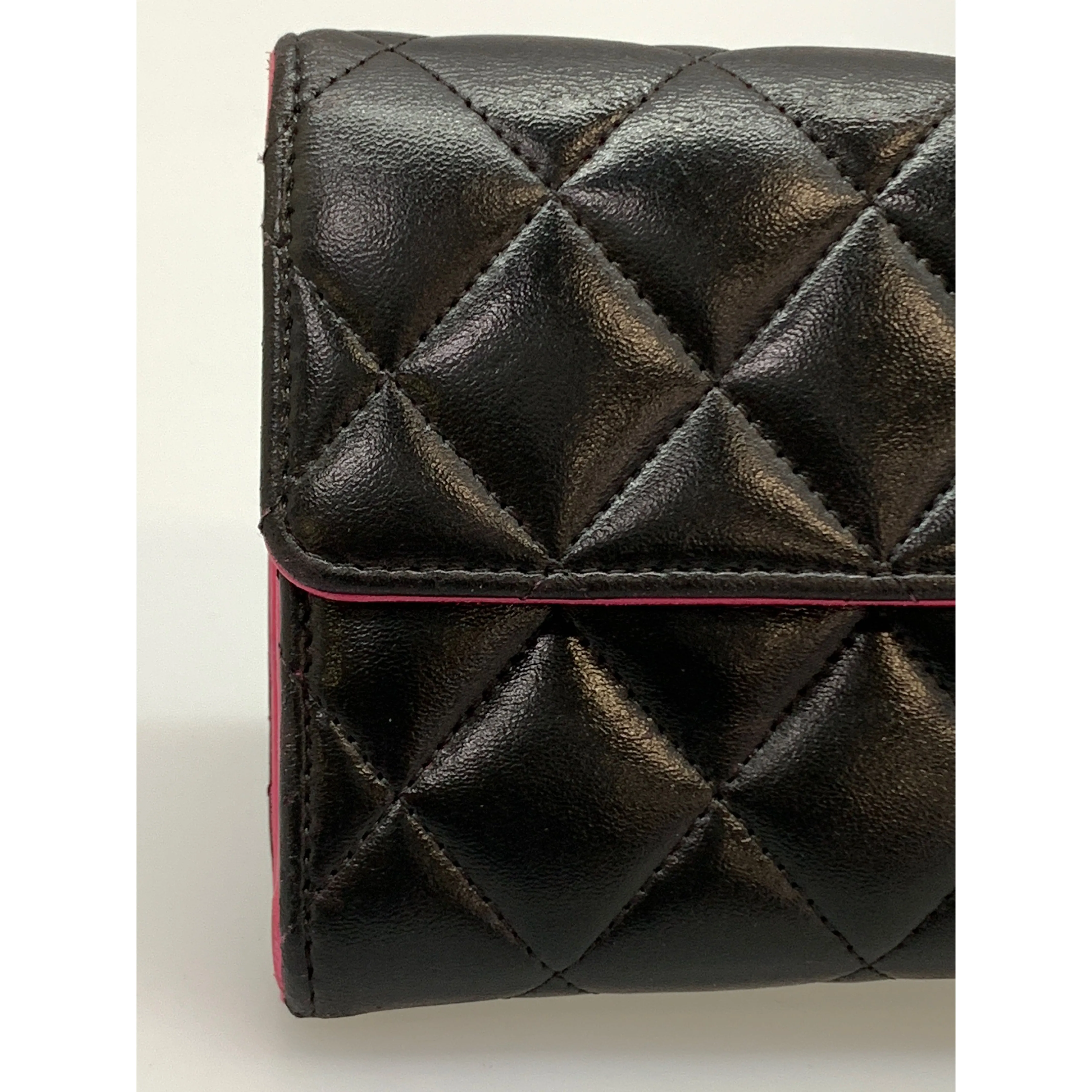 #CHANEL/Long Wallet/BLK/Leather/Plain