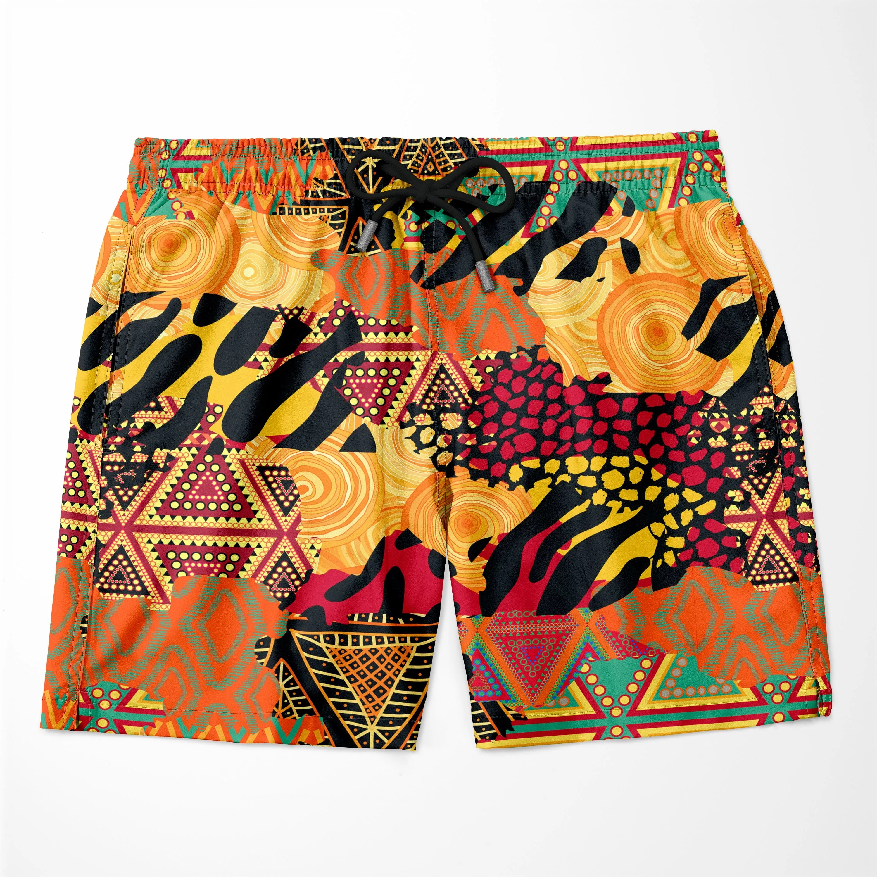 Colored African Patchwork Hawaiian Shirt and Shorts Set