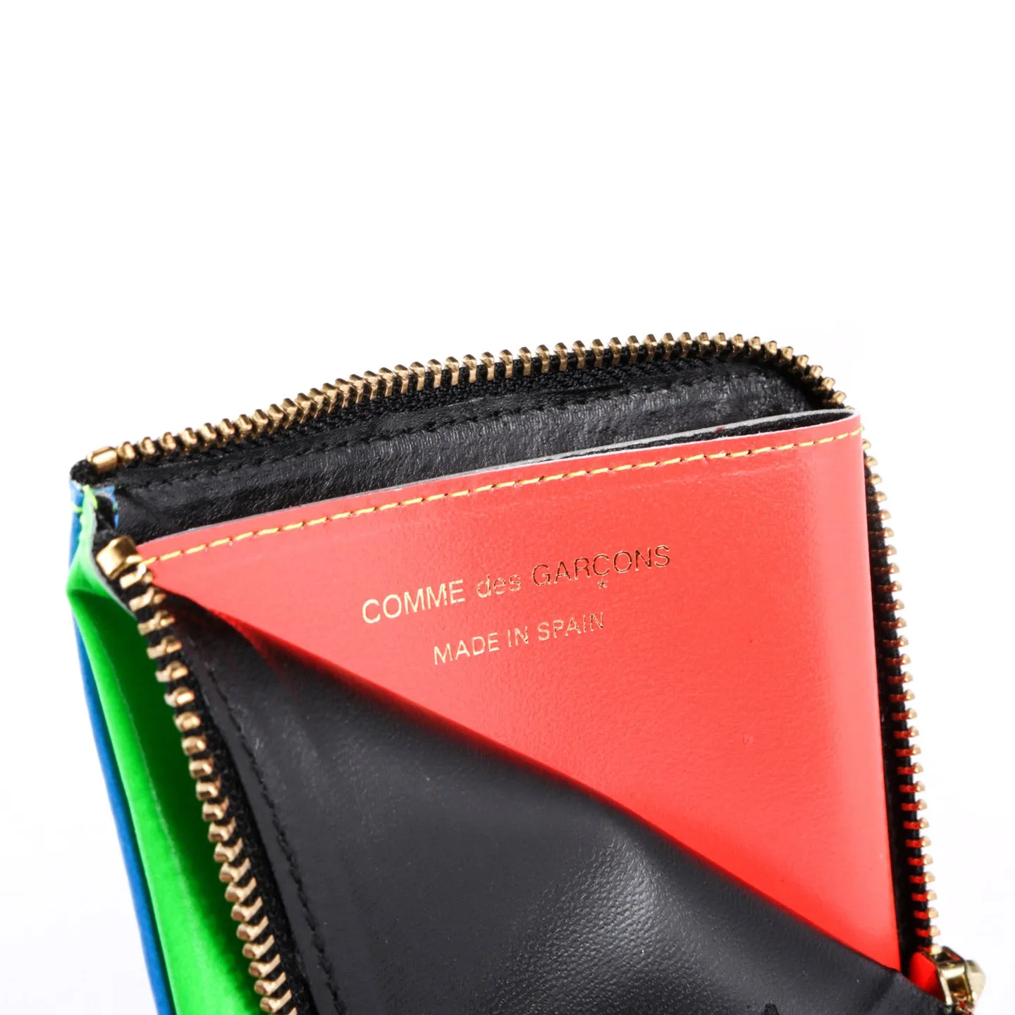 COMME DES GARCONS SA3100 SUPER FLUO ZIP WALLET GREEN / BLUE