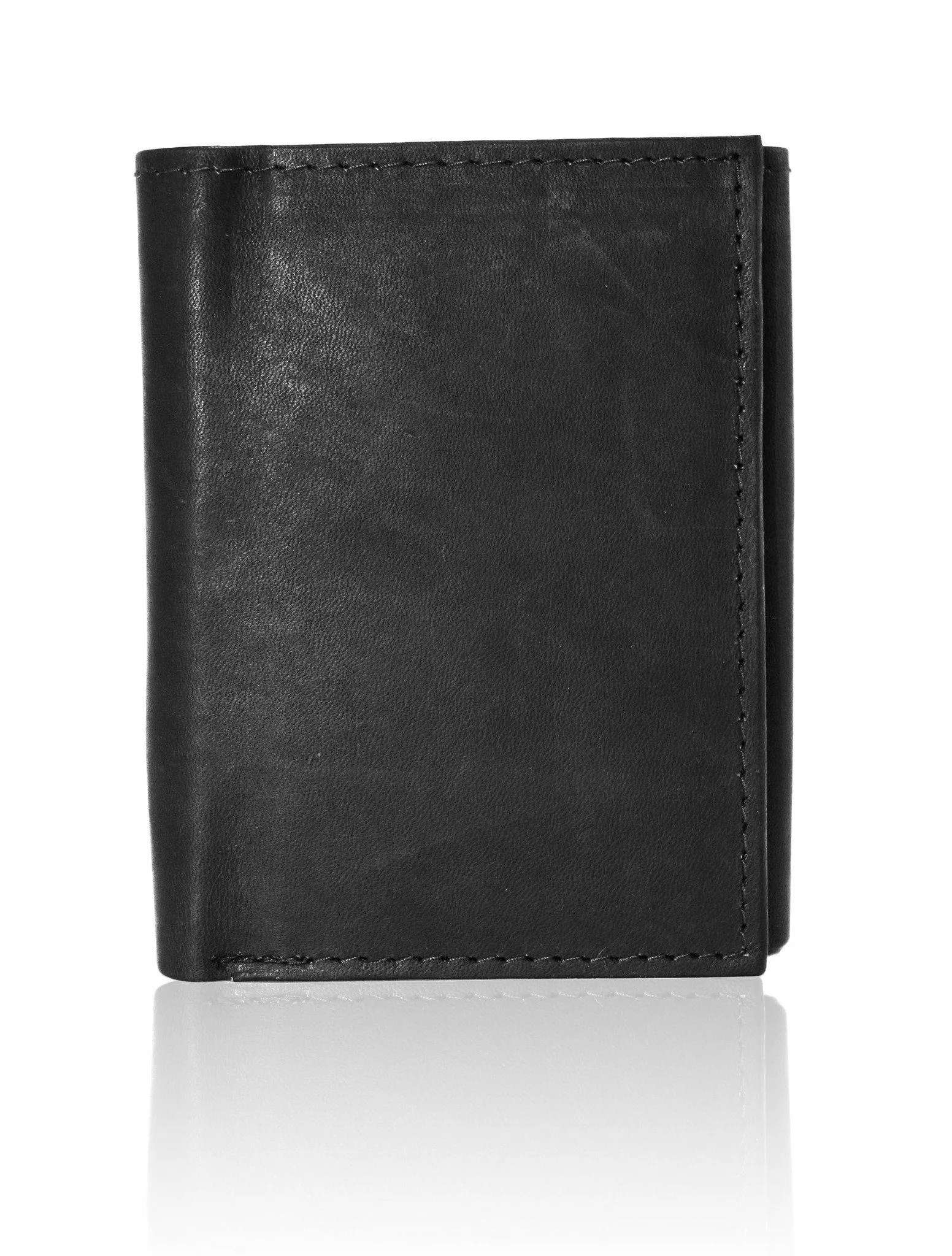 Deluxe Genuine Leather Tri-fold Wallet For Men - Black