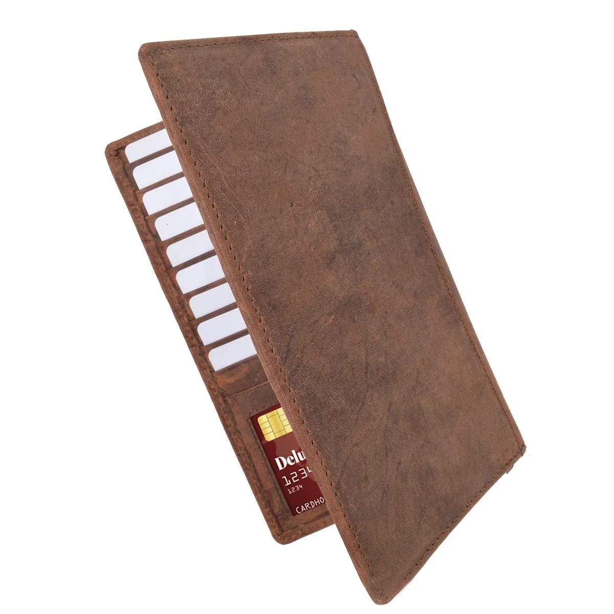 Distressed RFID Long Credit Card Wallet