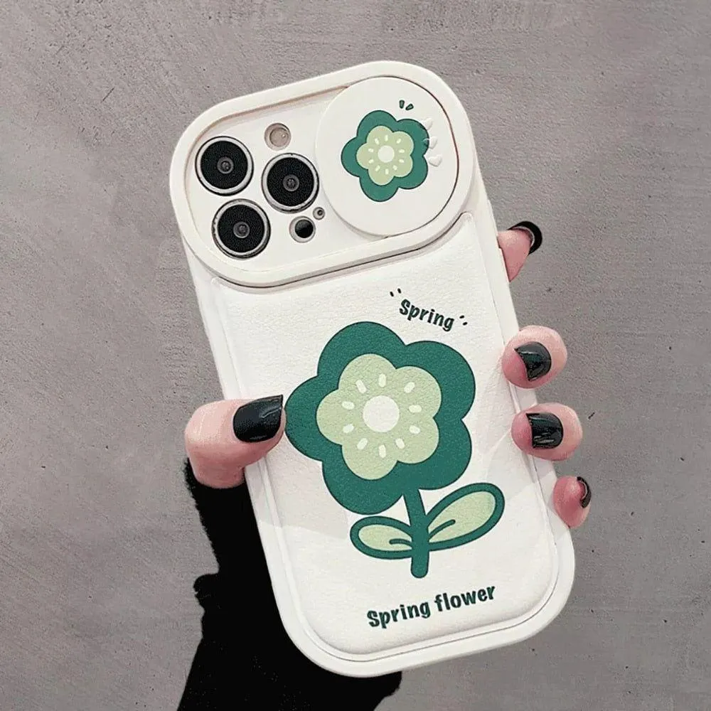 Flower Push Pull Camera Lens Protective Cute Phone Cases For iPhone 14 Pro Max 13 12 11 Pro Max