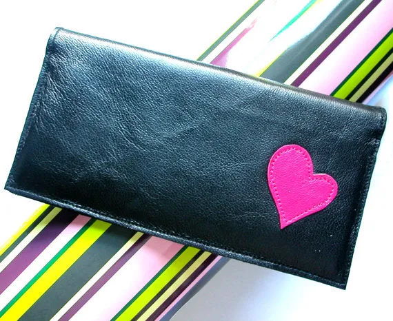 Heart Leather Checkbook Cover