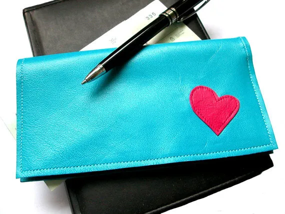 Heart Leather Checkbook Cover