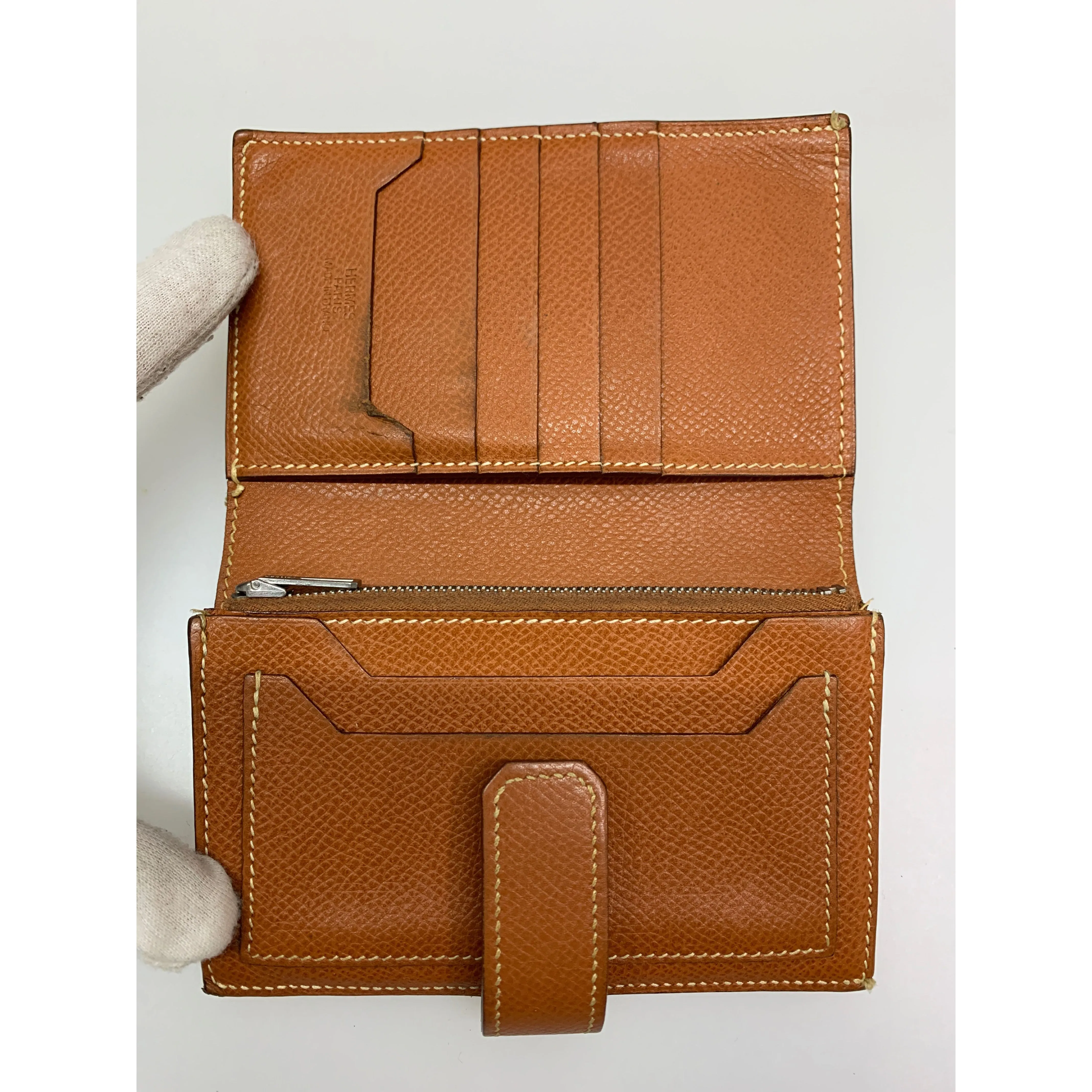 #HERMES/Bifold Wallet/BRW/Leather/Plain