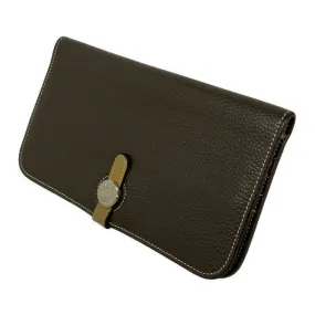 #HERMES/Dogon Recto-Verso/Long Wallet/GRY/Leather