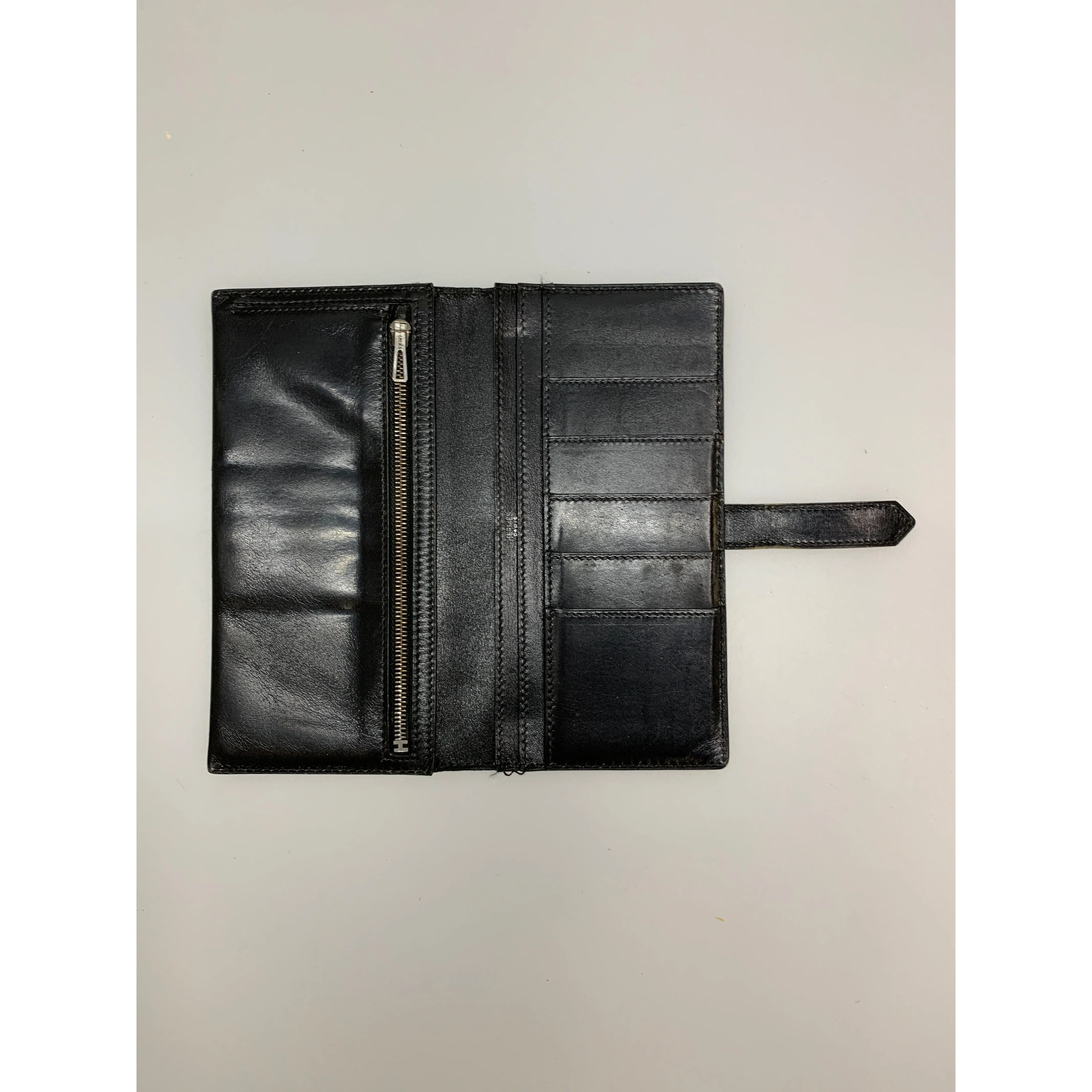 #HERMES/Long Wallet/BLK/Leather/Plain