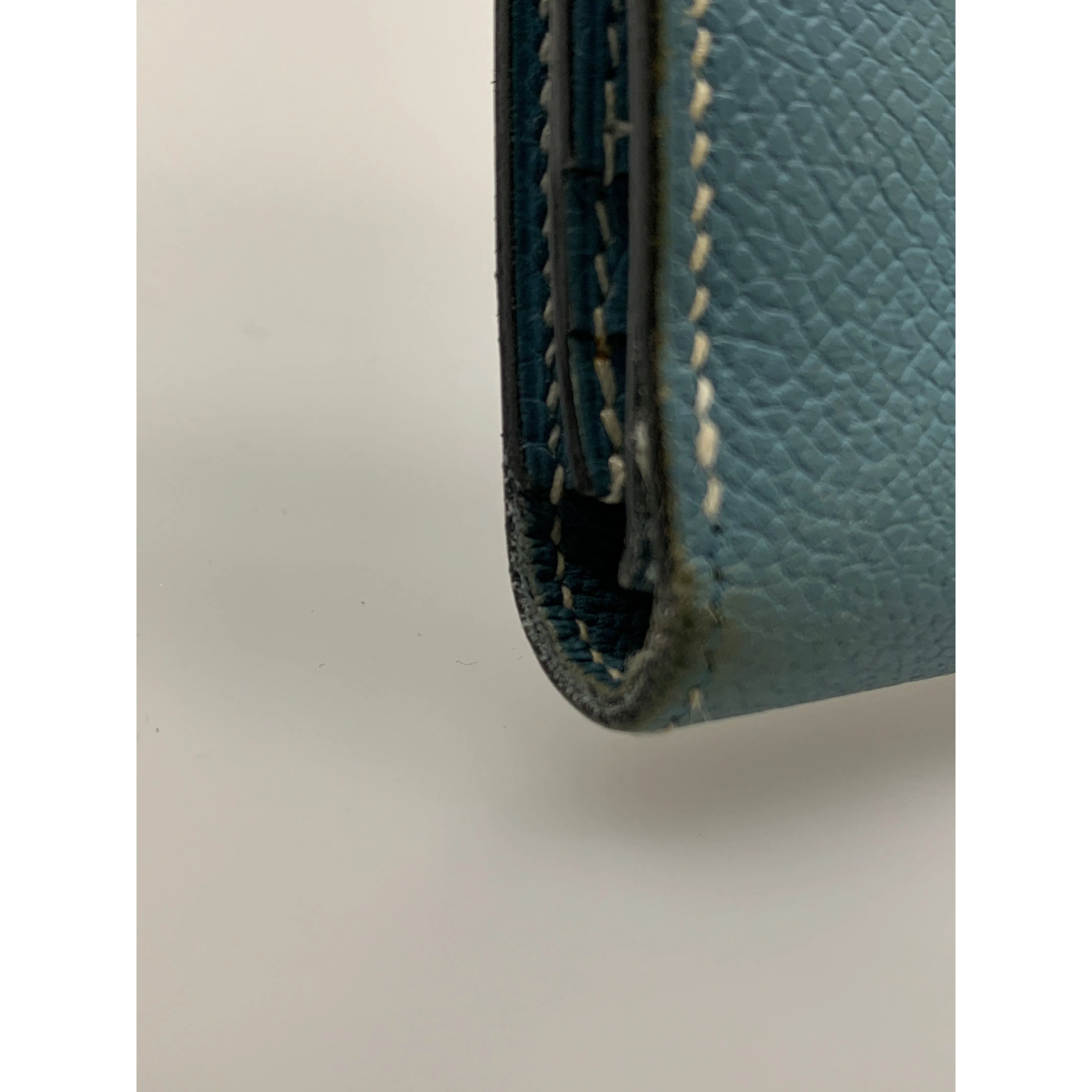 #HERMES/Long Wallet/BLU/Leather/Plain