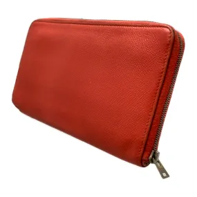 #HERMES/Long Wallet/RED/Leather/Plain