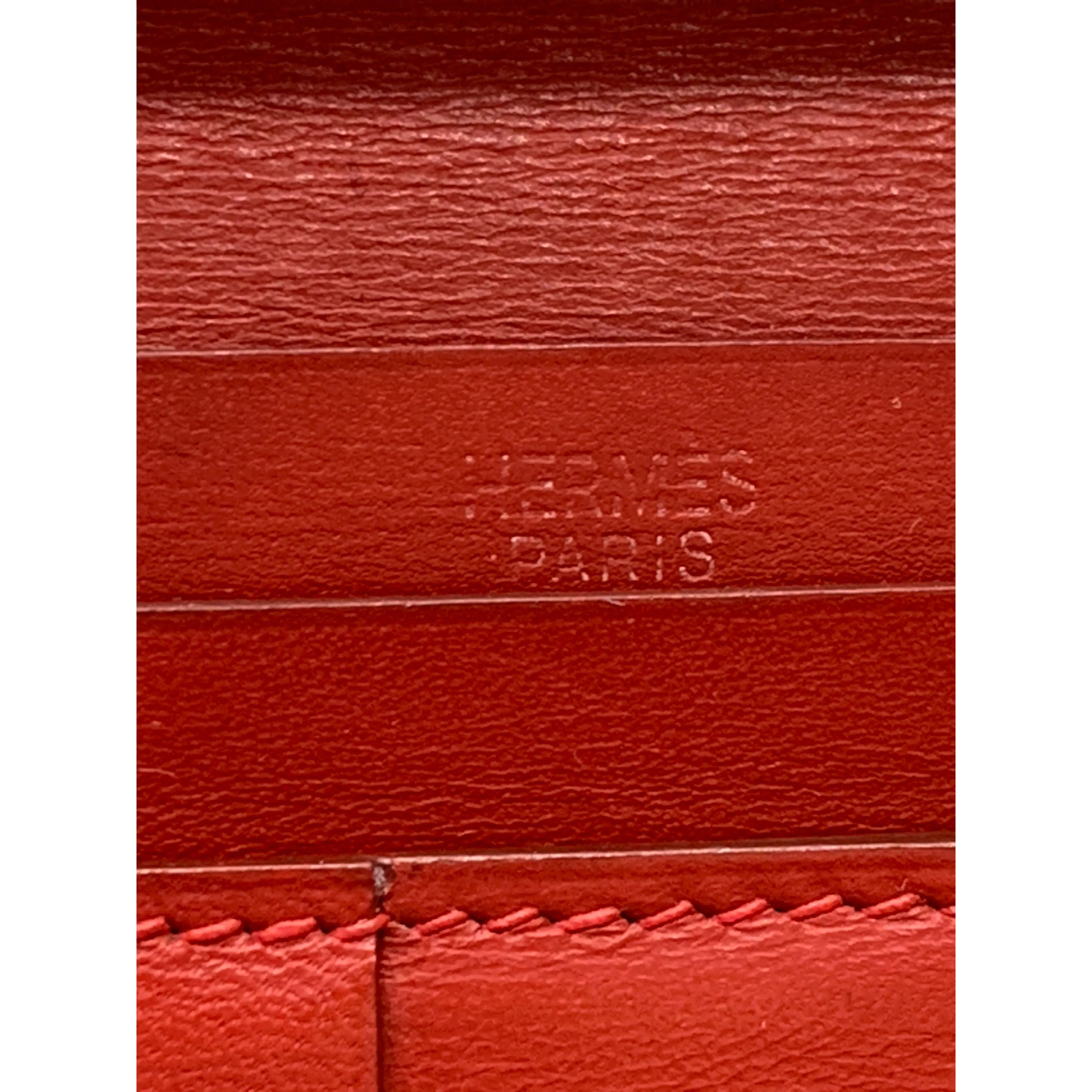 #HERMES/Long Wallet/RED/Leather/Plain