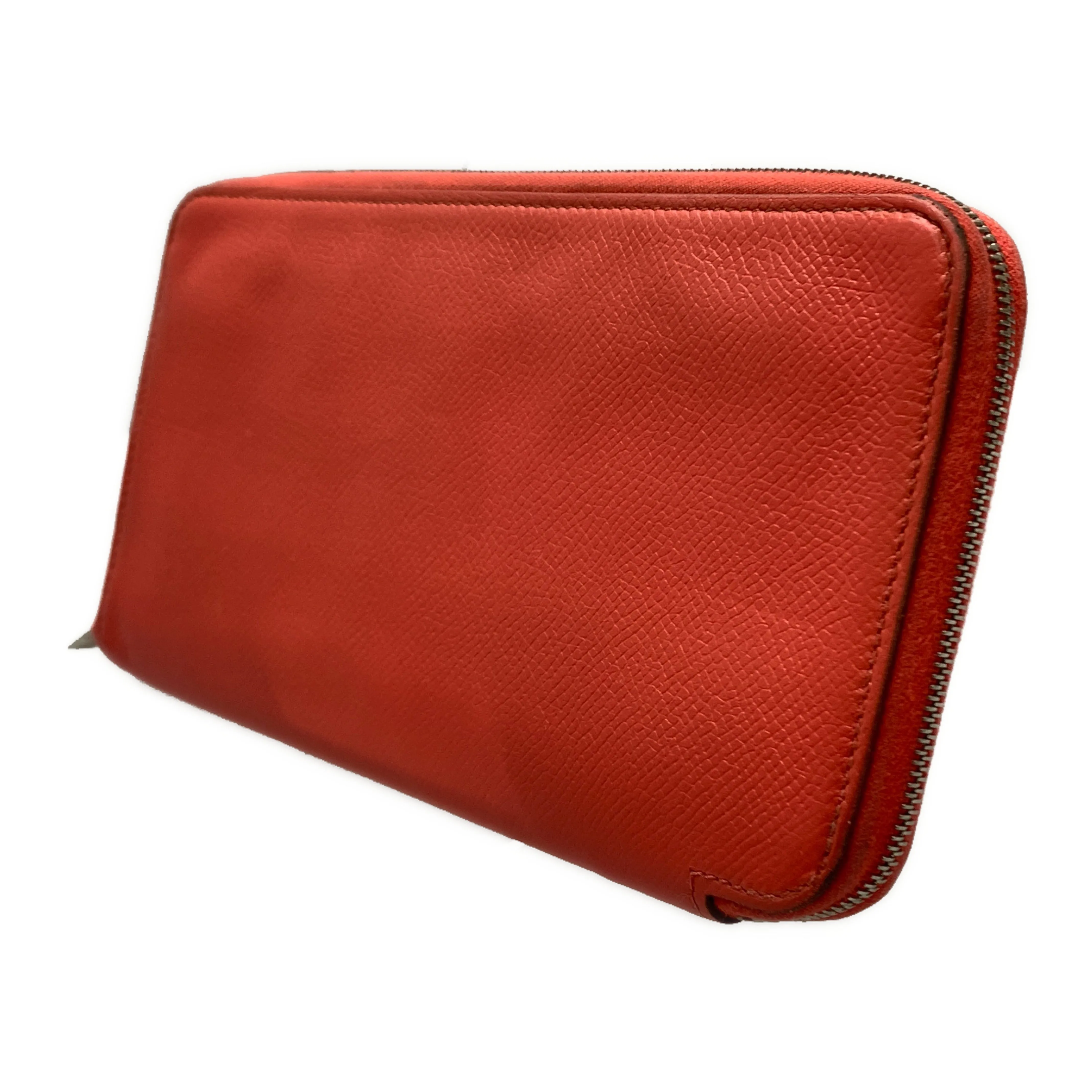 #HERMES/Long Wallet/RED/Leather/Plain