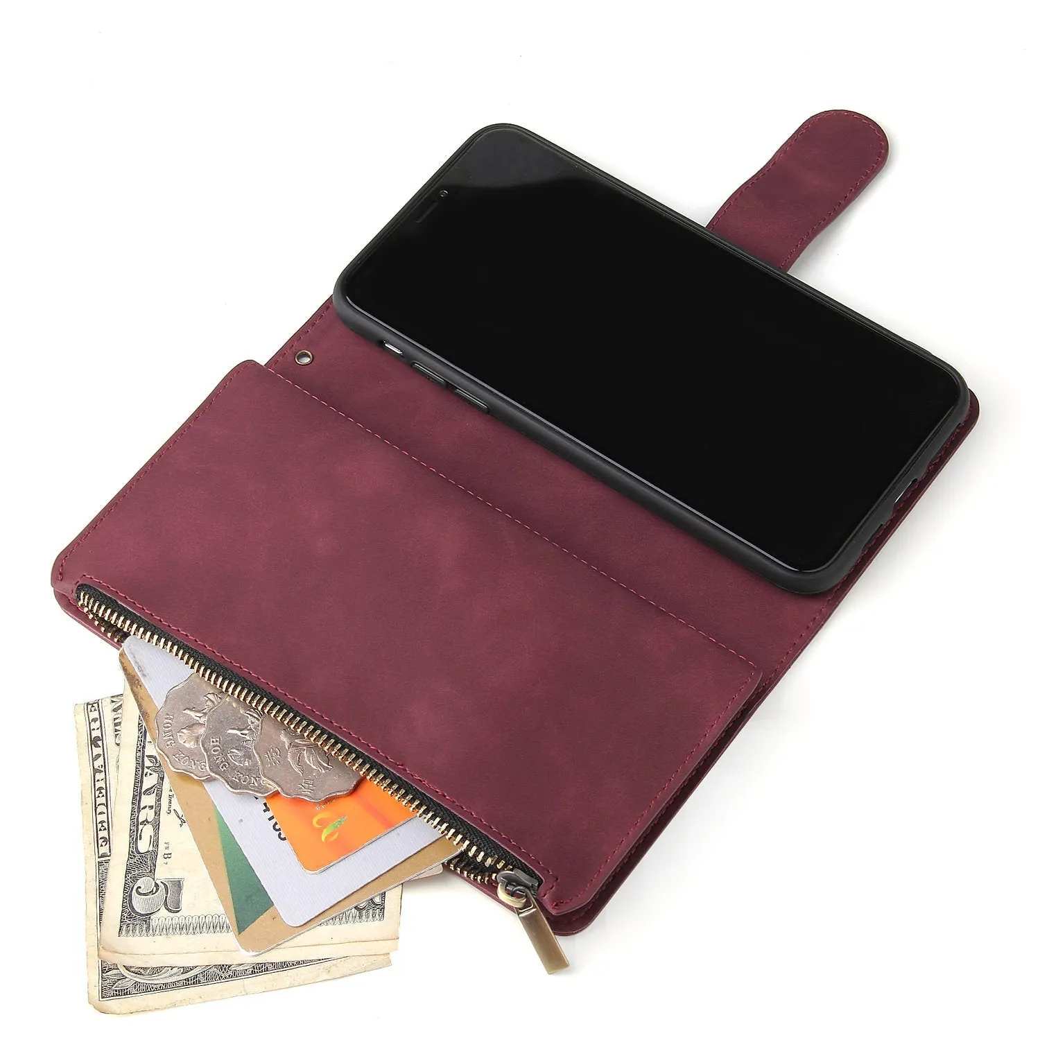 INSTOCK - iPhone zipper mobile phone multi-card wallet leather