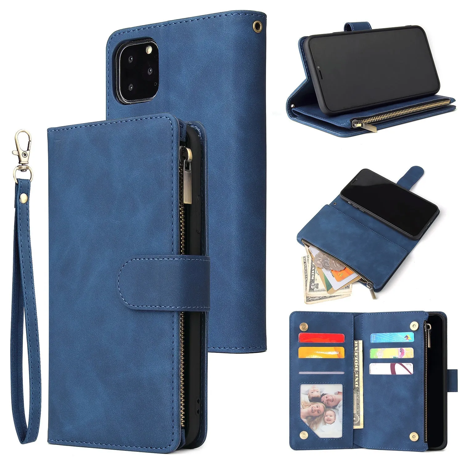 INSTOCK - iPhone zipper mobile phone multi-card wallet leather