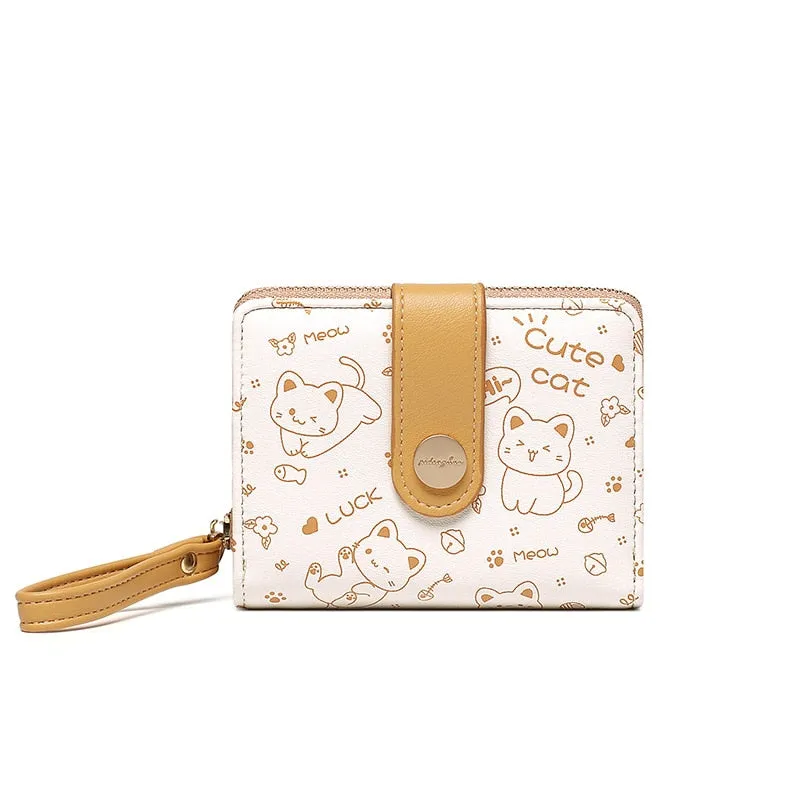 Kawaii Brown Cat Short Wallet