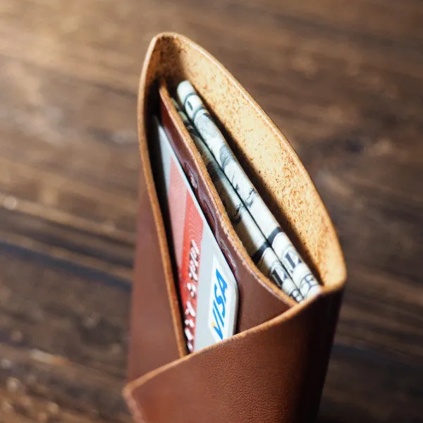 Leather Folded Card Wallet #Whiskey Brown