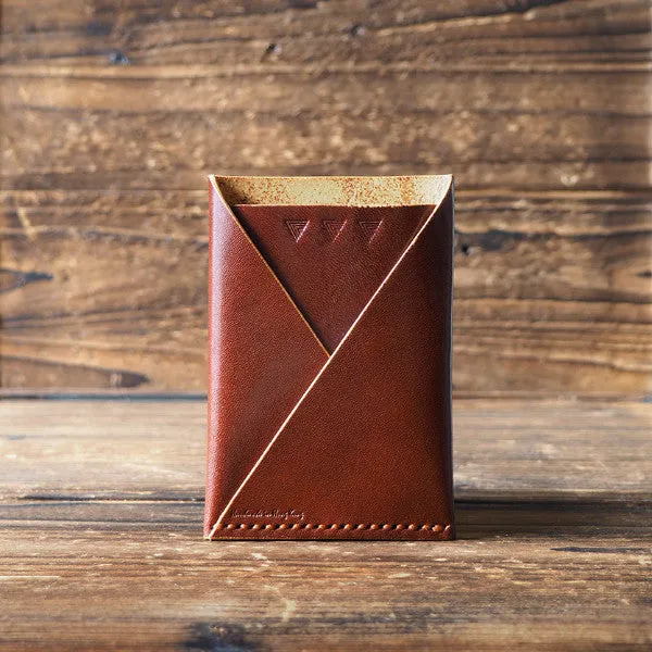 Leather Folded Card Wallet #Whiskey Brown