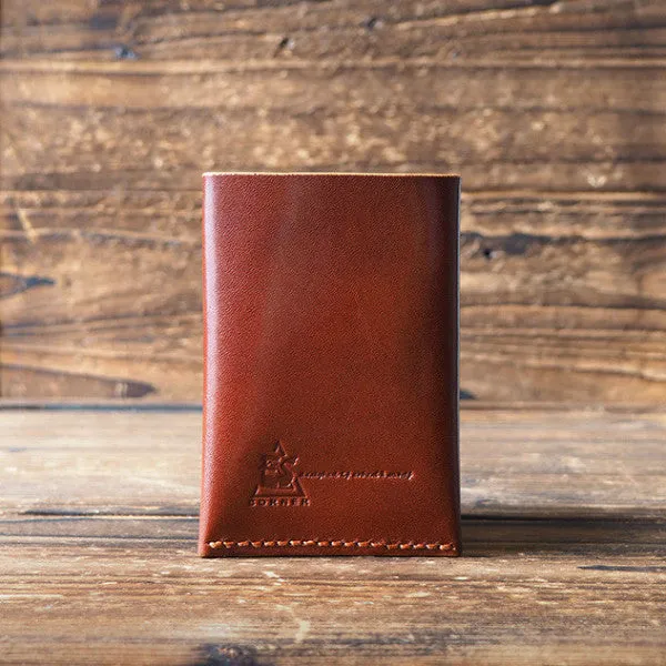 Leather Folded Card Wallet #Whiskey Brown