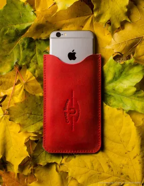 Leather iPhone Case with Card Pocket | AutumnRed